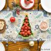 Artoid Mode Pigeon Olive Branch Hanukkah Menorah Table Runner, Seasonal Chanukah Kitchen Dining Table Decoration for Outdoor Home Party 13×72 Inch(Beige)