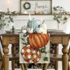 Artoid Mode Polka Dot Pumpkins Vine Fall Table Runner, Seasonal Autumn Thanksgiving Kitchen Dining Table Decoration for Home Party Decor 13×72 Inch(Light-colored Wood)