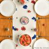 Artoid Mode Poppy Floral Bee 4th of July Patriotic Memorial Day Table Runner, Independence Day Kitchen Dining Table Decoration for Home Party Decor 13×72 Inch