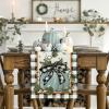 Artoid Mode Pumpkin Bow Buffalo Plaid Fall Table Runner,Seasonal Autumn Kitchen Dining Table Decoration for Home Party Decor 13×72 Inch(Black/Beige/Blue)