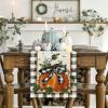 Artoid Mode Pumpkin Bow Buffalo Plaid Fall Table Runner,Seasonal Autumn Kitchen Dining Table Decoration for Home Party Decor 13×72 Inch(Black/Beige/Orange)