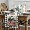 Artoid Mode Pumpkin Bow Buffalo Plaid Fall Table Runner,Seasonal Autumn Kitchen Dining Table Decoration for Home Party Decor 13×72 Inch(Black/Beige/Pink)