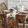 Artoid Mode Pumpkin Bow Buffalo Plaid Fall Table Runner,Seasonal Autumn Kitchen Dining Table Decoration for Home Party Decor 13×72 Inch(Black/Orange)