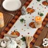 Artoid Mode Pumpkin Bow Buffalo Plaid Fall Table Runner,Seasonal Autumn Kitchen Dining Table Decoration for Home Party Decor 13×72 Inch(Black/Orange)