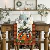 Artoid Mode Pumpkin Bow Buffalo Plaid Fall Table Runner,Seasonal Autumn Kitchen Dining Table Decoration for Home Party Decor 13×72 Inch(Black/Orange)