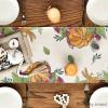 Artoid Mode Pumpkin Leaves Grapes Wheat Thanksgiving Table Runner, Seasonal Autumn Kitchen Dining Table Decoration for Home Party Decor 13×72 Inch