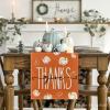 Artoid Mode Pumpkins Give Thanks Turkey Thanksgiving Table Runner, Pumpkin Pie Fall Kitchen Dining Table Decoration for Home Party Decor 13×72 Inch