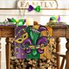 Artoid Mode Purple Green Orange Irises Masks Mardi Gras Table Runner, Seasonal Carnival Kitchen Dining Table Decoration for Home Party Decor 13×72 Inch(Purple/Green/Orange)