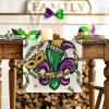 Artoid Mode Purple Green Orange Irises Masks Mardi Gras Table Runner, Seasonal Carnival Kitchen Dining Table Decoration for Home Party Decor 13×72 Inch(Purple)