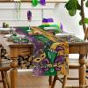 Artoid Mode Purple Green Orange Irises Masks Mardi Gras Table Runner, Seasonal Carnival Kitchen Dining Table Decoration for Home Party Decor 13×72 Inch(Purple/Green/Orange)