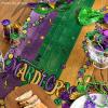 Artoid Mode Purple Green Orange Irises Masks Mardi Gras Table Runner, Seasonal Carnival Kitchen Dining Table Decoration for Home Party Decor 13×72 Inch(Purple/Green/Orange)