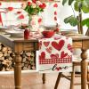 Artoid Mode Red Buffalo Plaid Love Heart Valentine’s Table Runner, Anniversary Kitchen Dining Table Decoration for Home Party Decor 13×72 Inch(Red)