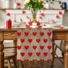 Artoid Mode Red Love Heart Valentine’s Day Table Runner, Seasonal Anniversary Kitchen Dining Table Decoration for Indoor Home Party 13×72 Inch(Wood)