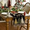 Artoid Mode Red Pine Trees Merry Christmas Table Runner, Winter Xmas Holiday Kitchen Dining Table Decoration for Home Party Decor 13×72 Inch(Black-gold)