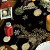 Artoid Mode Red Pine Trees Merry Christmas Table Runner, Winter Xmas Holiday Kitchen Dining Table Decoration for Home Party Decor 13×72 Inch(Black-gold)