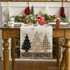 Artoid Mode Red Pine Trees Merry Christmas Table Runner, Winter Xmas Holiday Kitchen Dining Table Decoration for Home Party Decor 13×72 Inch(Brown)