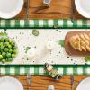 Artoid Mode Shamrock Lucky Buffalo Plaid Gnomes St. Patrick’s Day Table Runner, Kitchen Dining Table Decor for Outdoor Home Party Decor 13 x 72 Inch(White/Green)