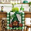 Artoid Mode Shamrock Lucky Buffalo Plaid Gnomes St. Patrick’s Day Table Runner, Kitchen Dining Table Decor for Outdoor Home Party Decor 13 x 72 Inch(White/Green)