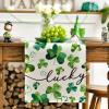 Artoid Mode Shamrock Lucky St. Patrick’s Day Table Runner, Spring Holiday Kitchen Dining Table Decor for Indoor Outdoor Home Party Decor 13 x 72 Inch(Green)
