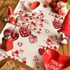 Artoid Mode Stripe Heart Valentine’s Table Runner, Be My Valentine Anniversary Kitchen Dining Table Decoration for Home Party Decor 13×72 Inch(Red)