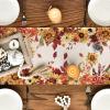 Artoid Mode Sunflower Eucalyptus Leaves Fall Table Runner, Seasonal Autumn Thanksgiving Kitchen Dining Table Decoration for Outdoor Home Party 13×72 Inch(Orange/Beige)