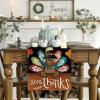 Artoid Mode Turkey Give Thanks Thanksgiving Table Runner, Seasonal Fall Autumn Kitchen Dining Table Decoration for Home Party Decor 13×72 Inch(Black)
