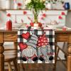 Artoid Mode Watercolor Buffalo Plaid Hearts Gnomes Love Valentine’s Day Table Runner, Seasonal Anniversary Wedding Holiday Kitchen Dining Table Decoration for Indoor Outdoor Home Decor 13 x 72 Inch(Black)