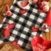 Artoid Mode Watercolor Buffalo Plaid Hearts Gnomes Love Valentine’s Day Table Runner, Seasonal Anniversary Wedding Holiday Kitchen Dining Table Decoration for Indoor Outdoor Home Decor 13 x 72 Inch(Black)
