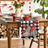 Artoid Mode Watercolor Buffalo Plaid Hearts Gnomes Love Valentine’s Day Table Runner, Seasonal Anniversary Wedding Holiday Kitchen Dining Table Decoration for Indoor Outdoor Home Decor 13 x 72 Inch(Black)