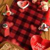 Artoid Mode Watercolor Buffalo Plaid Hearts Gnomes Love Valentine’s Day Table Runner, Seasonal Anniversary Wedding Holiday Kitchen Dining Table Decoration for Indoor Outdoor Home Decor 13 x 72 Inch(Red / Black)