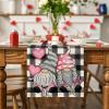 Artoid Mode Watercolor Buffalo Plaid Hearts Gnomes Love Valentine’s Day Table Runner, Seasonal Anniversary Wedding Holiday Kitchen Dining Table Decoration for Indoor Outdoor Home Decor 13 x 72 Inch(Pink)