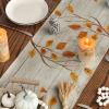 Artoid Mode Wood Gnomes Pumpkins Sunflower Leaves Fall Table Runner, Seasonal Autumn Kitchen Dining Table Decoration for Home Party Decor 13×72 Inch(Wood)
