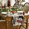 Artoid Mode Xmas Trees Let It Snow Blue Snowman Christmas Table Runner, Seasonal Winter Holiday Kitchen Dining Table Decoration for Home Party Decor 13×72 Inch(Black)