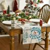Artoid Mode Xmas Trees Let It Snow Blue Snowman Christmas Table Runner, Seasonal Winter Holiday Kitchen Dining Table Decoration for Home Party Decor 13×72 Inch(Blue)