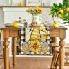 Artoid Mode Yellow Buffalo Plaid Sunflower Gnome Bee Summer Table Runner, Spring Kitchen Dining Table Decoration for Home Party Decor 13×72 Inch(Black)