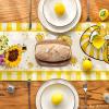 Artoid Mode Yellow Buffalo Plaid Sunflower Gnome Bee Summer Table Runner, Spring Kitchen Dining Table Decoration for Home Party Decor 13×72 Inch(Yellow)