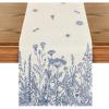Artoid Mode Antique Herbs and Wild Flowers Summer Table Runner, Spring Fall Kitchen Dining Table Decoration for Home Party 13×72 Inch(Blue)