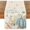 Artoid Mode Aqua Hello Pumpkin Leaves Fall Table Runner, Seasonal Autumn Kitchen Dining Table Decoration for Home Party Decor 13×72 Inch(Aqua)