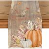 Artoid Mode Aqua Hello Pumpkin Leaves Fall Table Runner, Seasonal Autumn Kitchen Dining Table Decoration for Home Party Decor 13×72 Inch(Wood-orange)