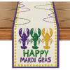 Artoid Mode Beads Happy Mardi Gras Carnival Table Runner, Seasonal Holiday Kitchen Dining Table Decoration for Indoor Outdoor Home Party Decor 13 x 72 Inch(Purple)