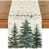 Artoid Mode Beige Pine Tree Snowflake Merry Christmas Table Runner, Seasonal Winter Xmas Holiday Kitchen Dining Table Decoration for Home Party Decor 13 x 72 Inch(Beige)