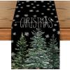 Artoid Mode Beige Pine Tree Snowflake Merry Christmas Table Runner, Seasonal Winter Xmas Holiday Kitchen Dining Table Decoration for Home Party Decor 13 x 72 Inch(Black)
