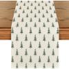 Artoid Mode Beige Xmas Tree Christmas Table Runner, Seasonal Winter Kitchen Dining Table Decoration for Home Party Decor 13×72 Inch(Beige-green)