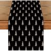 Artoid Mode Beige Xmas Tree Christmas Table Runner, Seasonal Winter Kitchen Dining Table Decoration for Home Party Decor 13×72 Inch(Black)