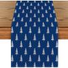 Artoid Mode Beige Xmas Tree Christmas Table Runner, Seasonal Winter Kitchen Dining Table Decoration for Home Party Decor 13×72 Inch(Blue)