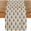 Artoid Mode Beige Xmas Tree Christmas Table Runner, Seasonal Winter Kitchen Dining Table Decoration for Home Party Decor 13×72 Inch(Wood)