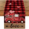 Artoid Mode Black Red Buffalo Plaid Hearts Truck Love Valentine’s Day Table Runner, Kitchen Dining Table Decoration for Home Party Decor 13×72 Inch(Red / Black)