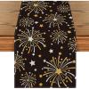 Artoid Mode Black and Golden Fireworks Stars 2025 New Year Table Runner, Festival Kitchen Dining Table Decoration for Home Party Decor 13×72 Inch