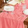 Artoid Mode Boho Cheesecloth Gauze Dusty Pink Wedding Table Runner, 120 Inch Seasonal Fabric Kitchen Dining Holiday Table Decor for Home Party Indoor(Coral)