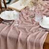 Artoid Mode Boho Cheesecloth Gauze Dusty Pink Wedding Table Runner, 120 Inch Seasonal Fabric Kitchen Dining Holiday Table Decor for Home Party Indoor(Dusty Pink)